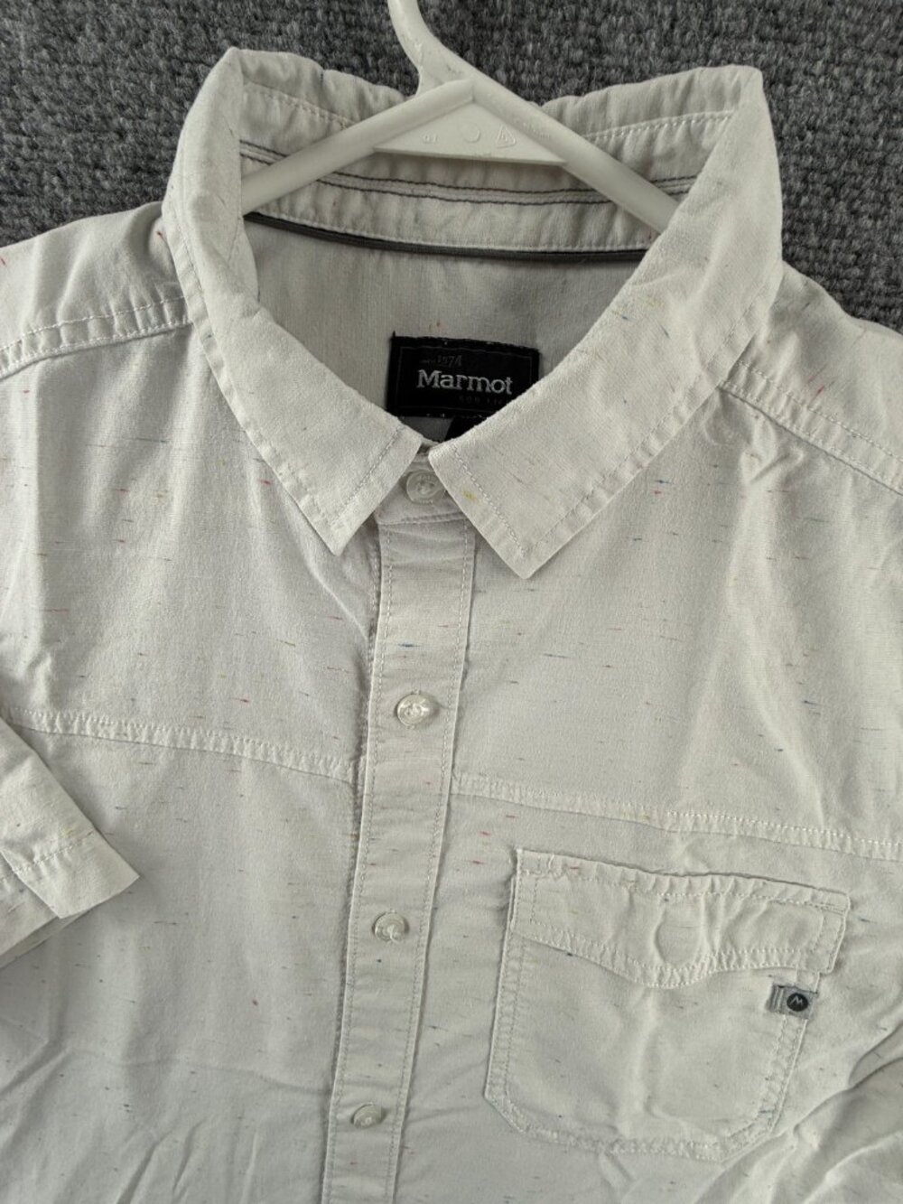Marmot Small Button Up Shirt Men Pocket Hiking Nylon Blend Colorful Heathered